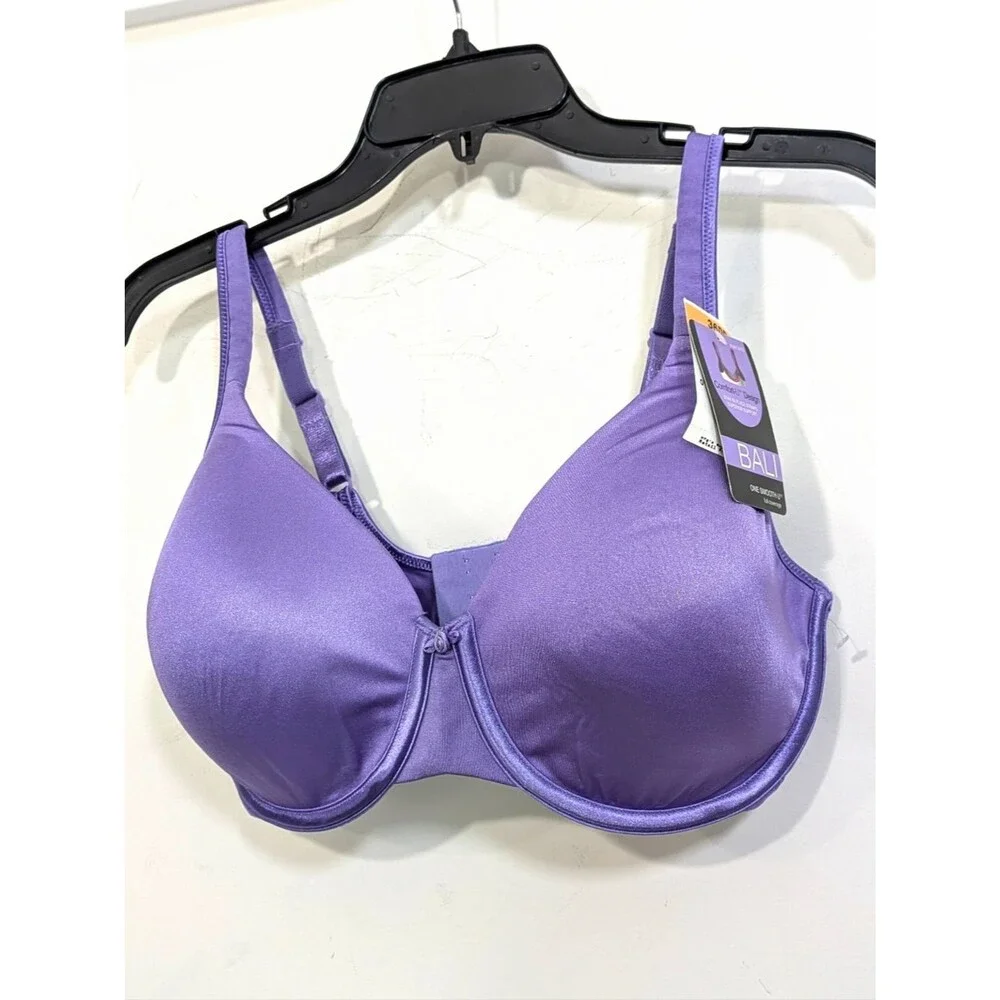 NEW Bali One Smooth U Purple Full Coverage Bra - Size 36DD - Style 3470